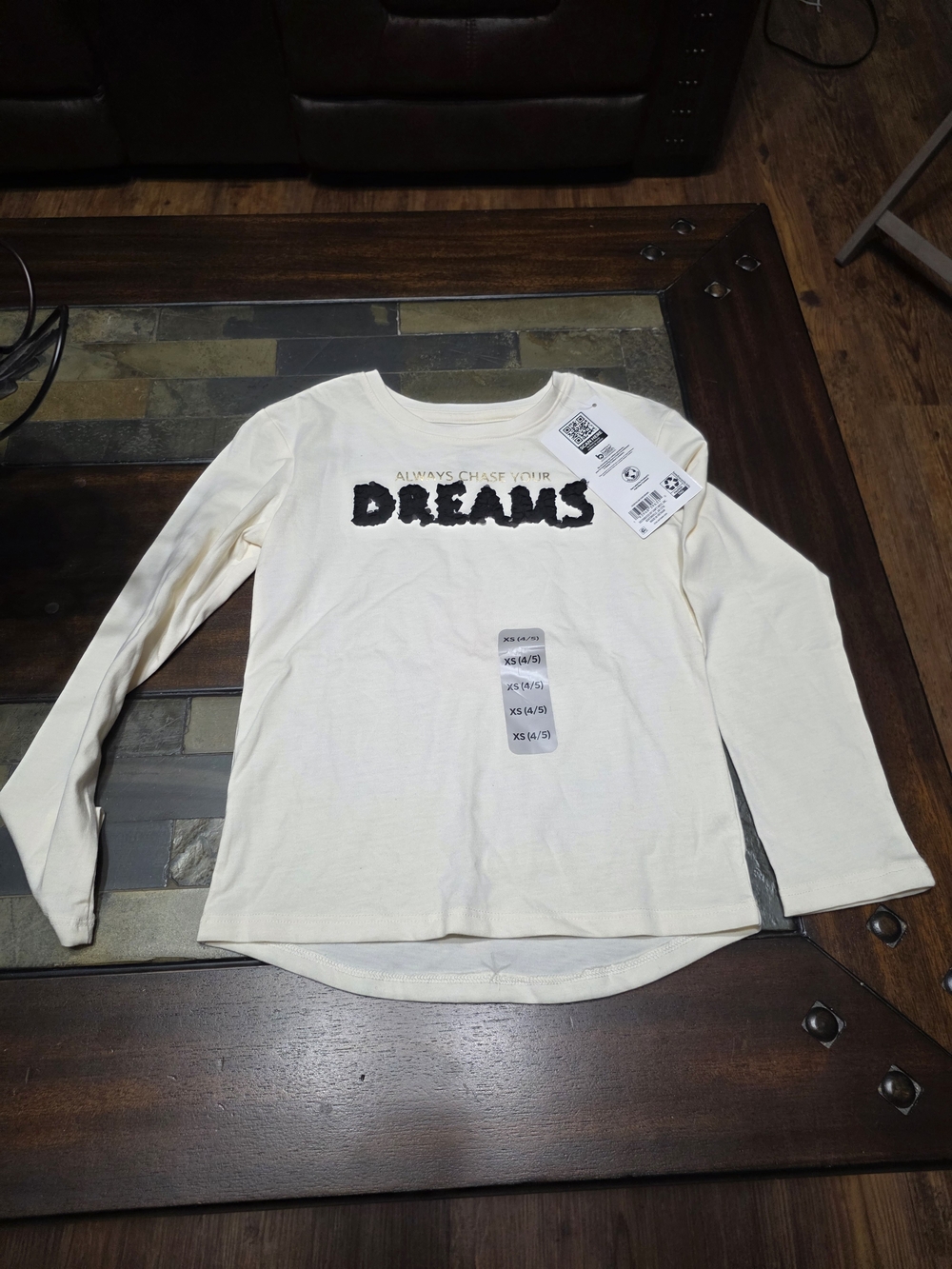 Kids Long Sleeve Tee - Cream 'Dreams' Graphic
